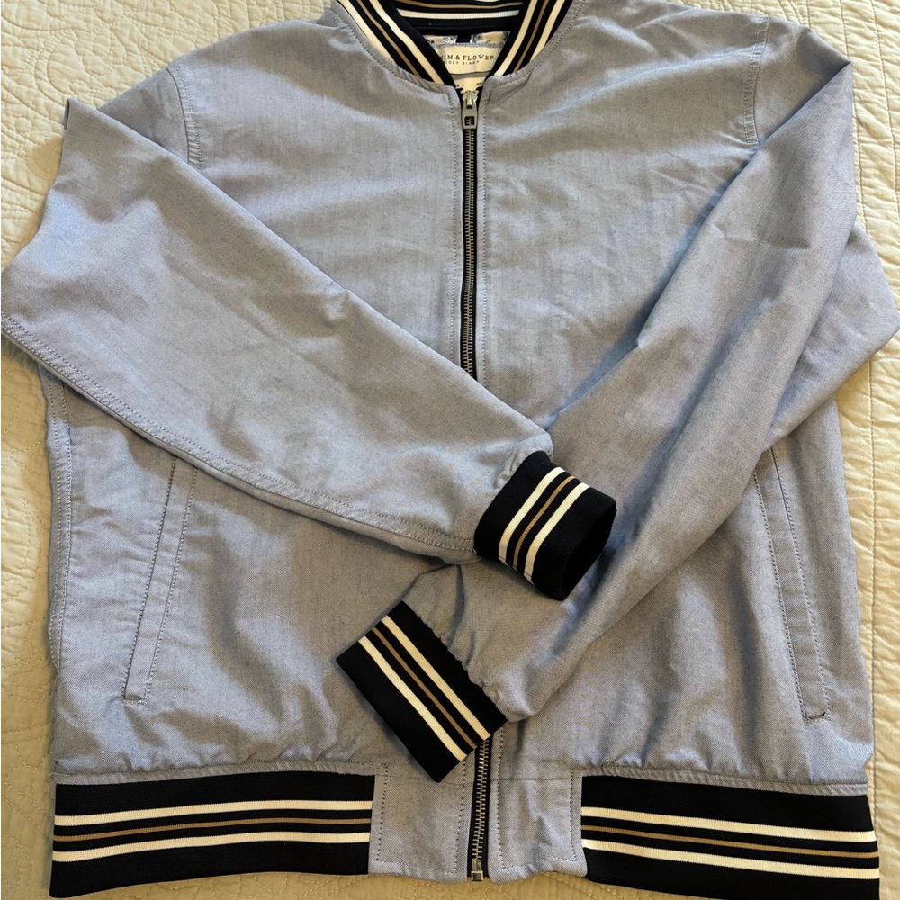 Denim & Flower Sky Blue Bomber Jacket Size L
